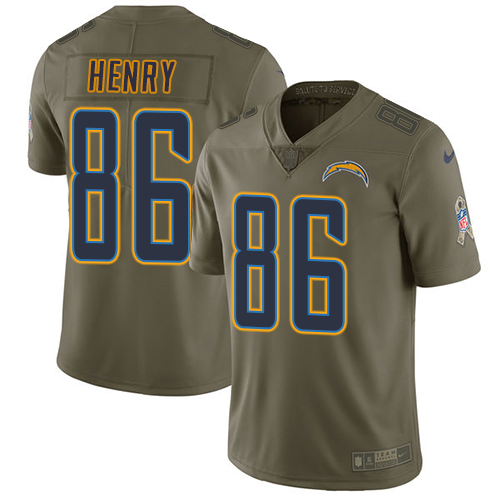 Nike Chargers #86 Hunter Henry Olive Men's Stitched NFL Limited Salute to Service Jersey - Click Image to Close